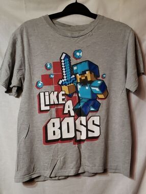 Minecraft - "Like A Boss" Gamer Graphic Tee - Kids Short Sleeve